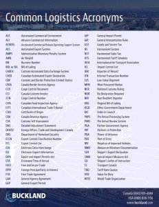 screen shot of common logistics acronyms page