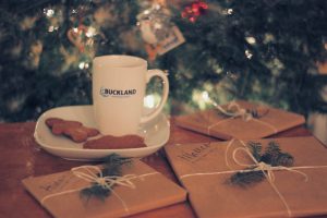 Photo of Buckland mug with cookies and gifts