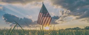 American flag in the grass