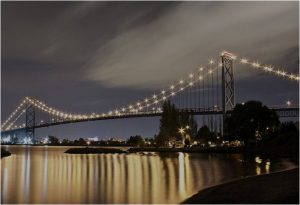Ambassador bridge at night